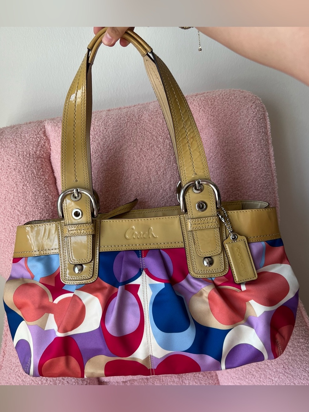 Coach Soho Pleated Sateen Multicolor Print Tote